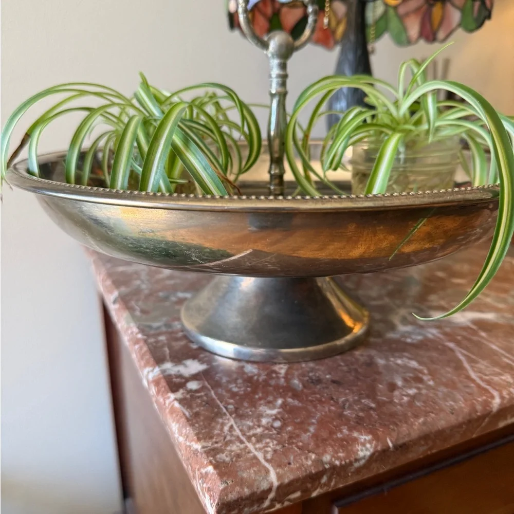 Vintage Godinger Rustic Silver Plated Two-Tier Handled Tazza Serving Dish - Picture 2 of 11